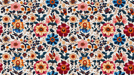 Seamless Mughal art embroidery pattern featuring intricate flower designs ideal for fashion textiles and home decor