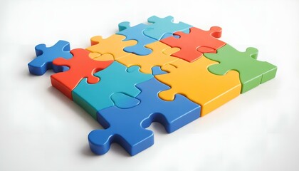 Fototapeta premium Abstract puzzle pieces fitting together, symbolizing unity and teamwork concept