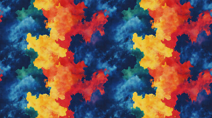 Obraz premium Seamless indigo acrylic pattern featuring sun stains and rainbow camouflage designs ideal for unique fabric applications