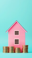 Pink House With Golden Coins.