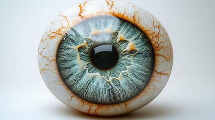 Obraz premium realistic human eyeball rests against a pristine white background offering a detailed view that highlights its intricate structure and natural beauty through 3d rendering