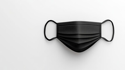 Black Face Mask: A black face mask, a symbol of protection and responsibility, rests on a plain background.