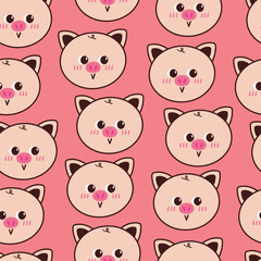 seamless pattern cartoon pig. cute animal wallpaper for fabric print, gift wrap paper