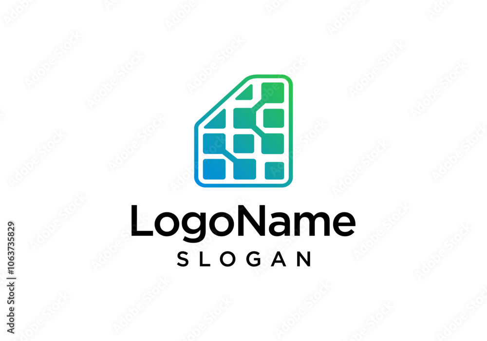 Poster technology data logo design vector