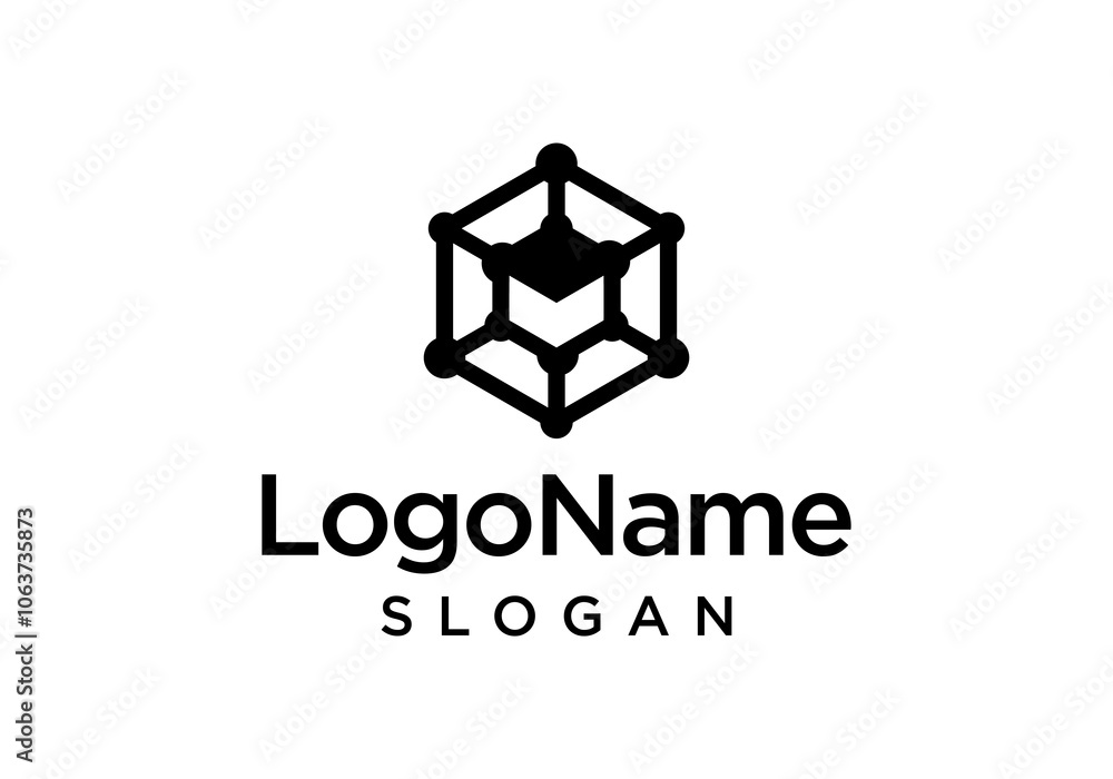 Poster blockchain digital technology hexagon connect logo design vector. crypto connection logo design vect