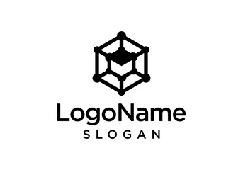 Blockchain Digital Technology Hexagon Connect Logo Design Vector. Crypto Connection Logo Design Vector