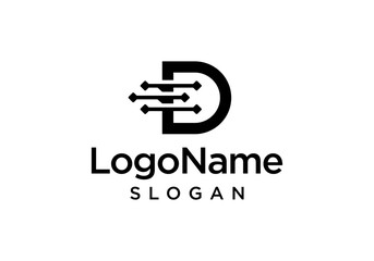 Vector Logo Initial Letter D Data Connection Digital Technology Connect.