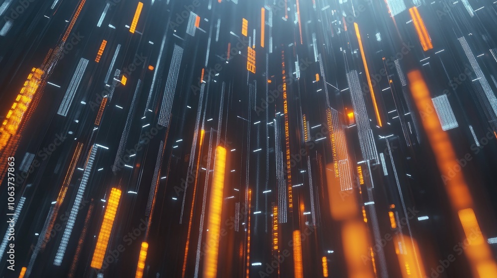 Poster abstract digital flow with neon light elements