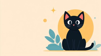 Calm Cat Sitting with Tail Wrapped Around Paws