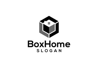 Vector box house logo design template