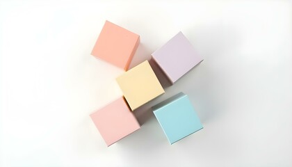 Fototapeta premium Colorful Pastel Gift Boxes on White Background for Product Mockup