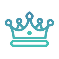 Gradient teal crown icon with modern design, Stylized crown icon in gradient teal, symbolizing royalty, elegance, and modern style with a fresh and contemporary look.
