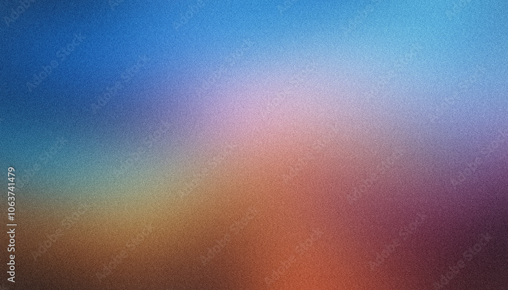 Poster grainy texture background creating a colorful gradient from blue to brown, ideal for design projects