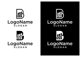 Financial Chart Letter B Logo Design Vector.