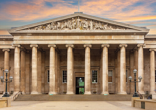 Main entrance of British museum in London, UK