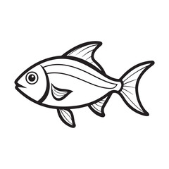 Fish icon vector set isolated on white black background. food illustration