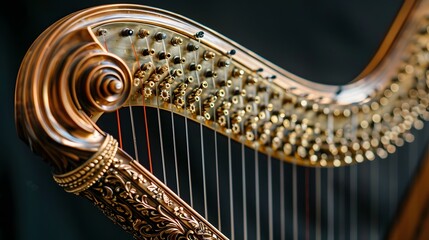 Golden harp place a golden harp nearby symboliz. AI generated