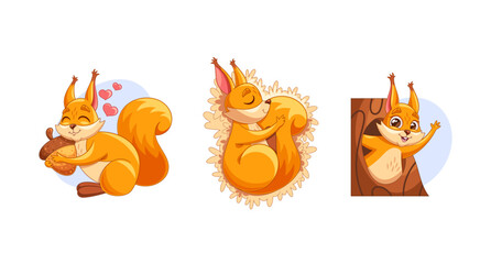 Adorable Cartoon Vector Squirrel Animal Character In Diverse Poses With Cute Expressions And Cheerful Vibes