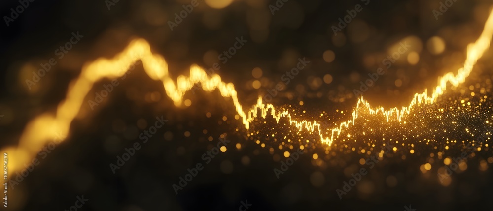 Poster golden growth chart with dynamic data trend