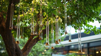 Interactive Installation: Set up a tree with hanging interactive elements like chimes or bells that people can touch.