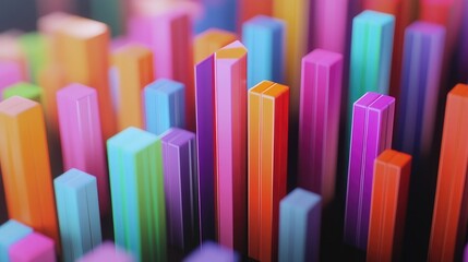 Fototapeta premium Vibrant Colorful Vertical Sticks in Abstract Background