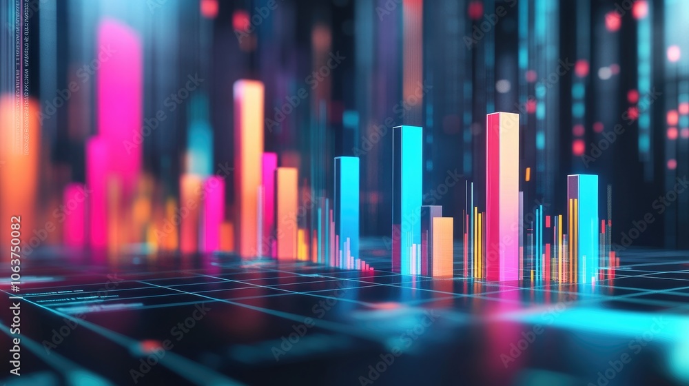Poster abstract data visualization with vibrant colors