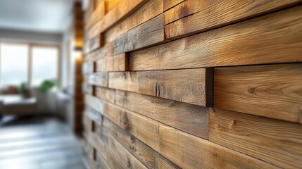 Obraz premium rich texture of wooden wall panels showcasing horizontal stripes in natural wood tones embodying modern interior design principles in a cozy atmosphere