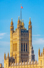 Victoria Tower of Westminster palace (Houses of Parliament), London, UK