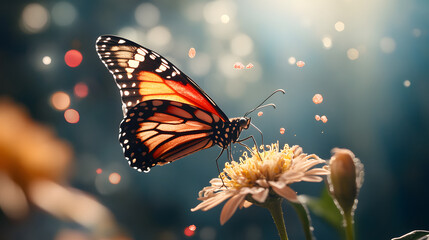 vibrant butterfly feeding on flower, showcasing nature beauty