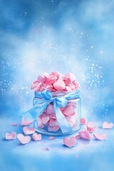 Fototapeta premium Jar of love: hand-drawn watercolor hearts in jar