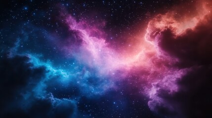 Naklejka premium Mesmerizing cosmic clouds blend vivid hues, creating an awe-inspiring vision of celestial beauty that symbolizes infinity and the mystery of the universe.