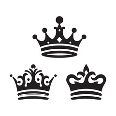 Silhouette set of crown on white background