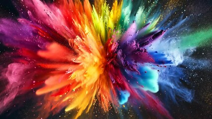 A colorful explosion of powder creates a vibrant and abstract image