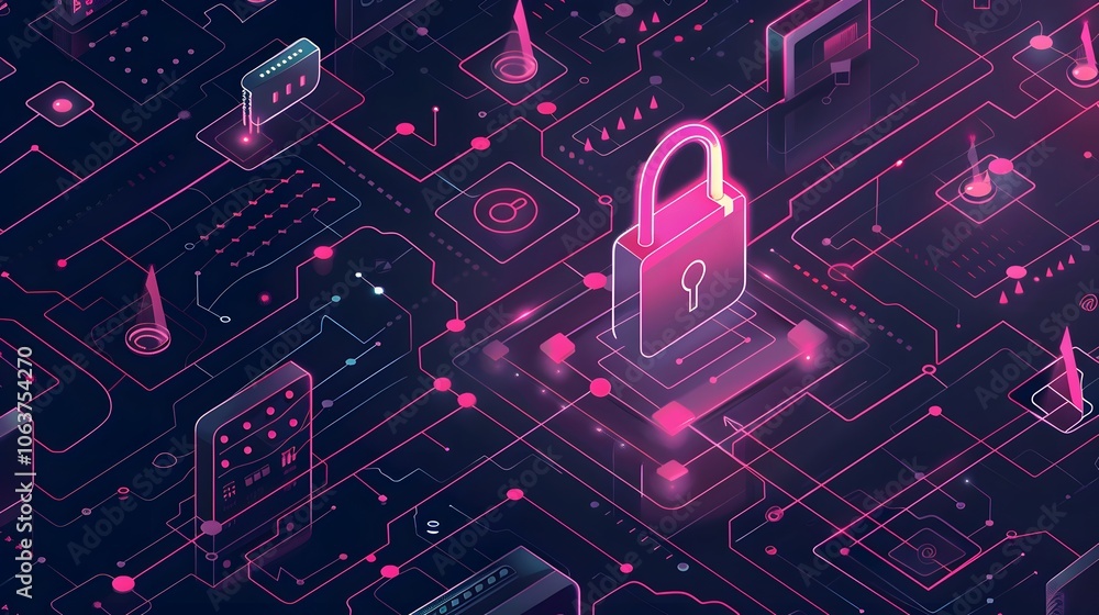 Aufkleber cybersecurity digital encryption and protection system abstract background