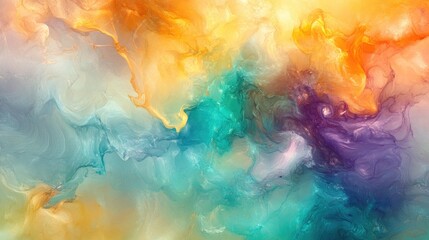 Fototapeta premium Vibrant Abstract Fluid Art in Warm and Cool Tones