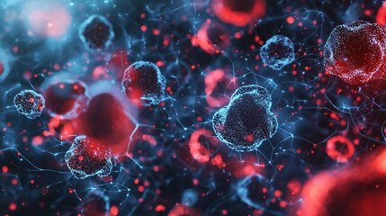 Cancer Cells Under Microscope Illustration