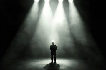 Obraz premium Spotlight on Solo Figure in Dramatic Lighting