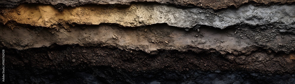Aufkleber a close-up of layered soil showing different textures and colors