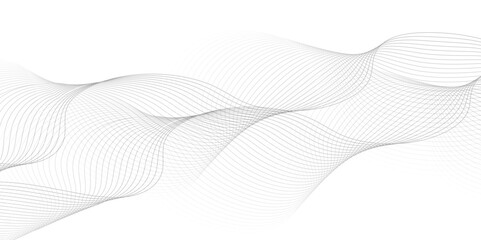 White wave curve lines banner background design. Abstract soft wave lines dynamic flowing gray light isolated background. Vector Illustration of the gray pattern of lines. Black stripes on white .	
