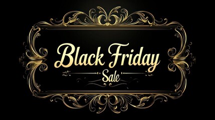 Elegant Typography: Showcase the phrase "Black Friday Sale" in luxurious gold script over a black gradient background.