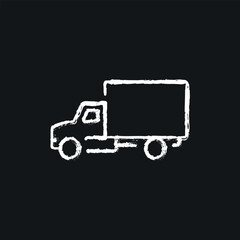 Delivery truck chalk icon. Thin line customizable illustration. Contour symbol. Vector isolated outline drawing.