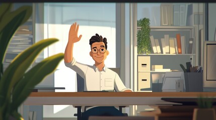 Office worker saying goodbye