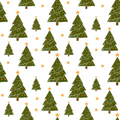 colorful charcoal pattern featuring Christmas trees and presents on a white background, perfect for holiday-themed designs and decorations