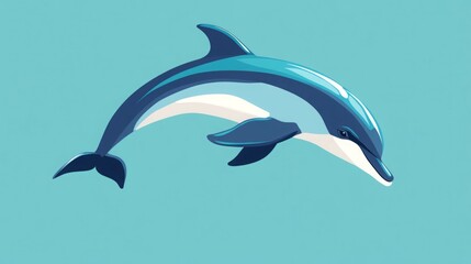 Fototapeta premium Illustration of a playful dolphin swimming gracefully in turquoise waters.