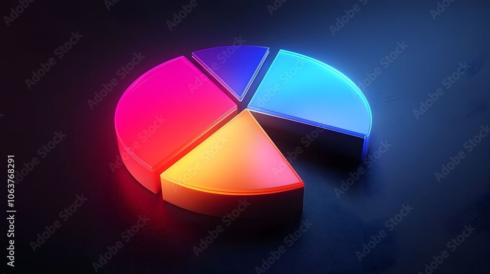 Poster glowing pie chart visualizing comprehensive feedback analysis for insightful business strategies