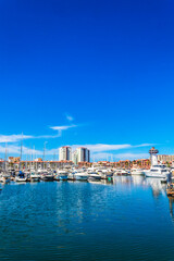 Fototapeta premium Puerto Vallarta Marina Lake on a sunny day, with yachts and boats, Jalisco Mexico
