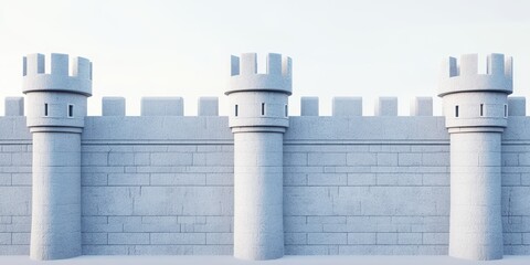 Fototapeta premium 3D Castle Wall with Battlements in High Fidelity Render