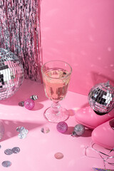 Festive pink disco party celebration