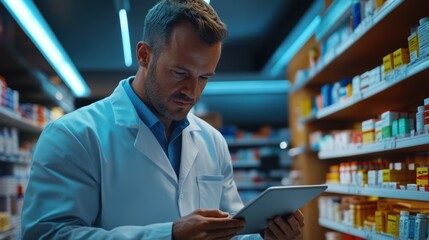 The Pharmacist Using Tablet