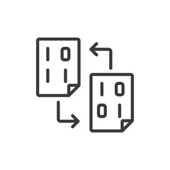 Code converting, icon in line design. Code, converting, transformation, data, process, programming, syntax on white background vector. Code converting editable stroke icon